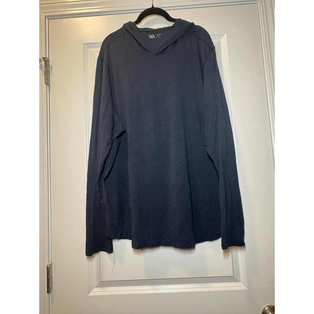 VRST Mens Long Sleeve Navy Hooded Shirt- XL